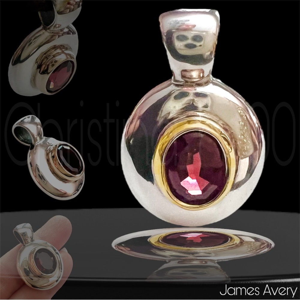 James Avery Silver and 14k Gold REGAL GARNET Pendant